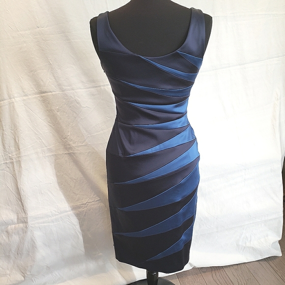 JAX Blue two tone satin cocktail dress - Picture 7 of 10